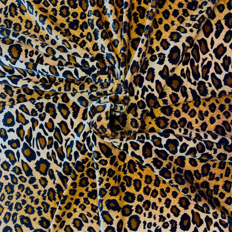 Leopard Print Stretch Velvet Fabric