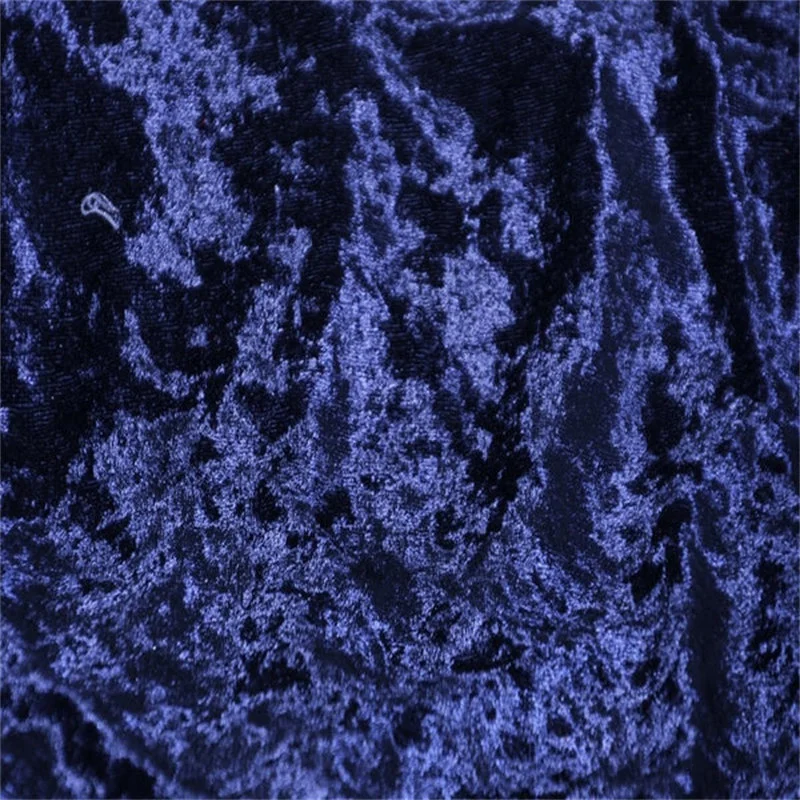 Navy Blue Crushed Velvet Fabric