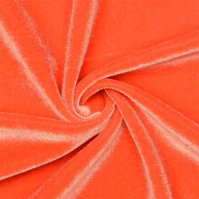 Orange Stretch Velvet Fabric