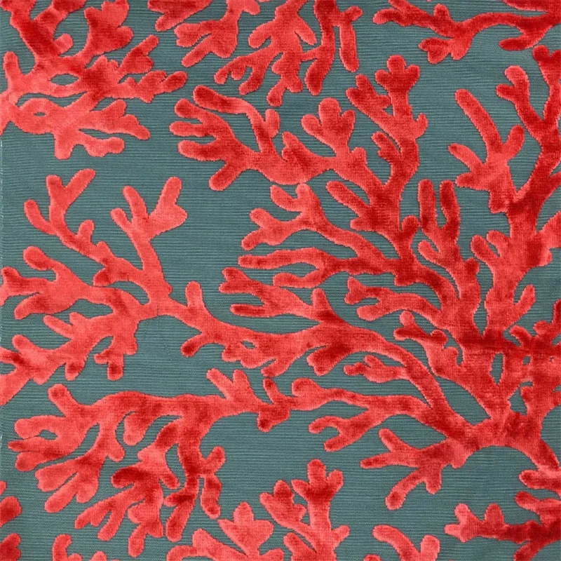 Printed Coral Velvet Fabric