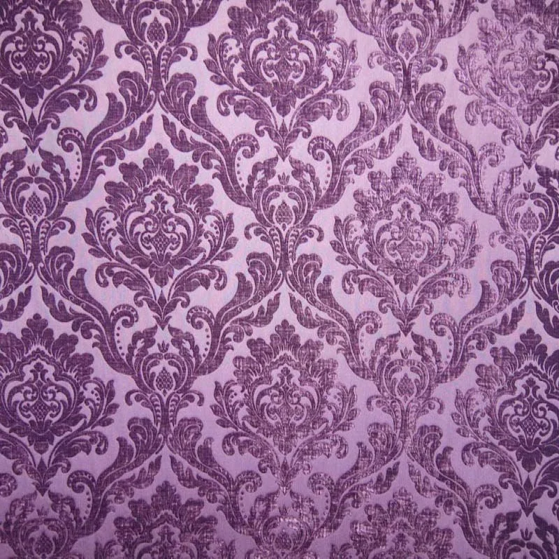 Purple Velvet Damask Fabric