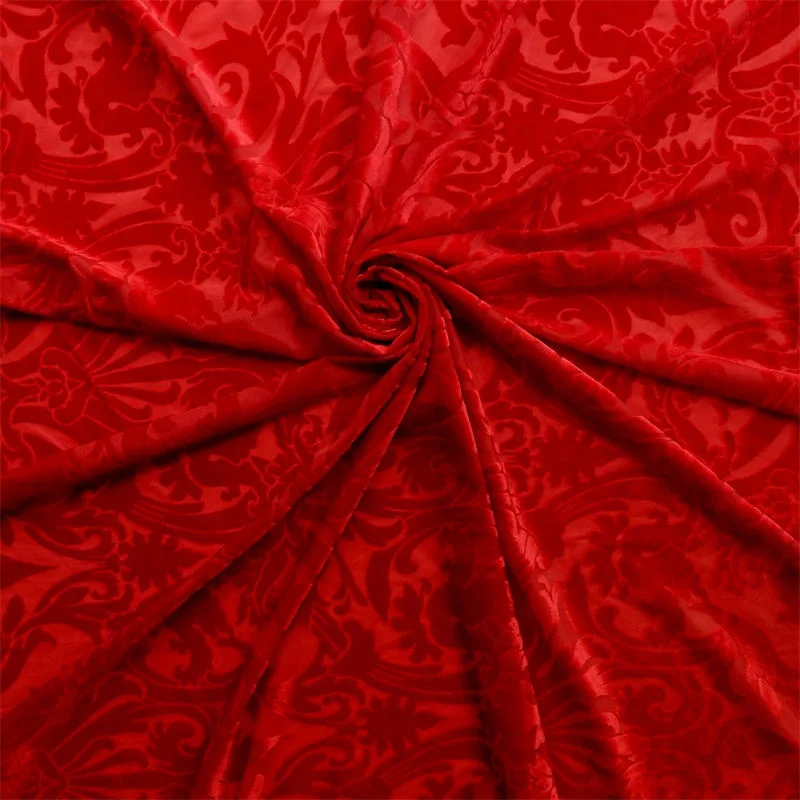 Red Burnout Velvet Fabric