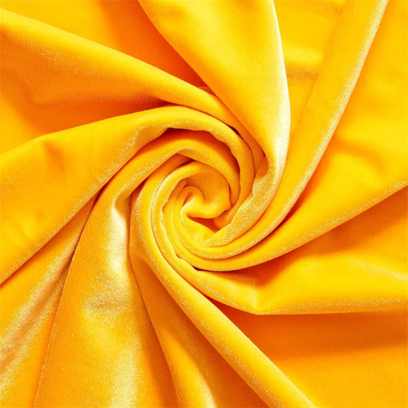 Stretch yellow Velvet fabric