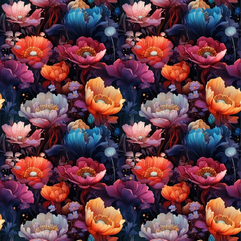 Vibrant and Dramatic Flowers fabric