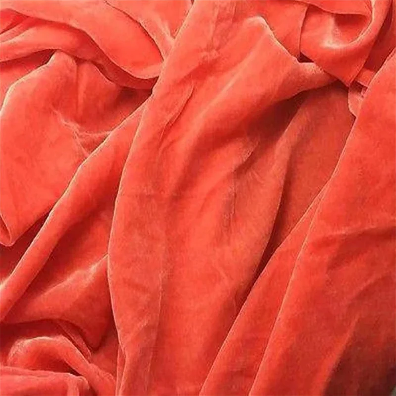 Warm Coral Velvet Fabric