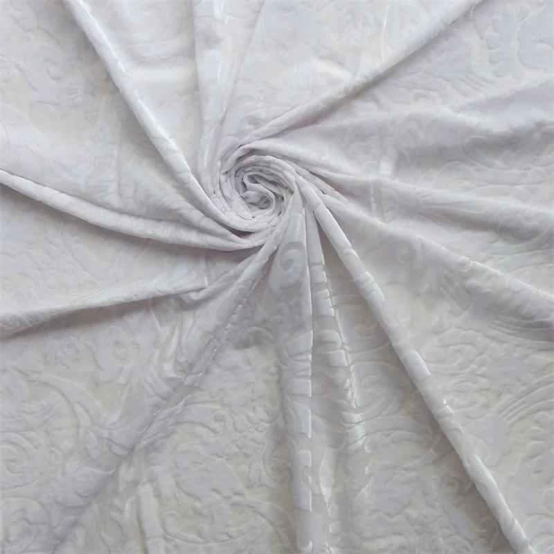 White Burnout Velvet Fabric