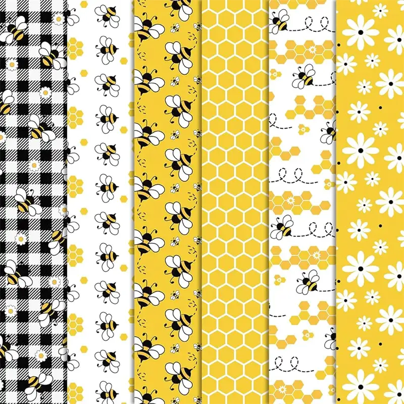 Yellow refreshing Happy Bees Quilting Cotton