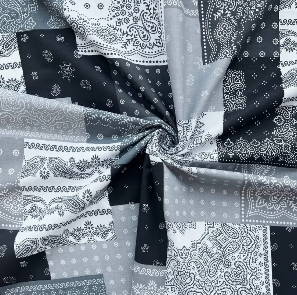 black and white patchwork fabric