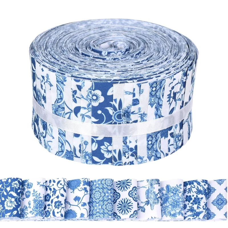 blue and white jelly roll fabric