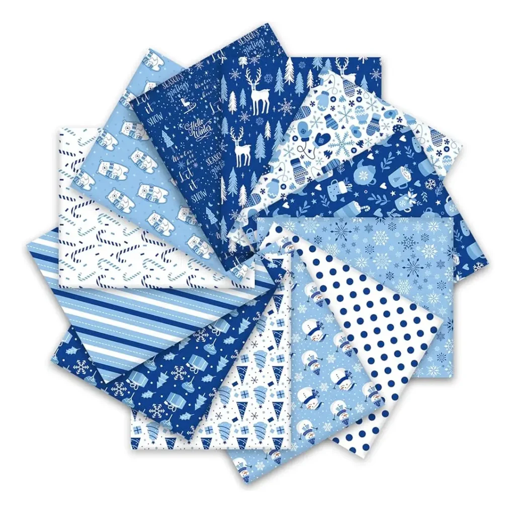 blue and white patchwork fabric