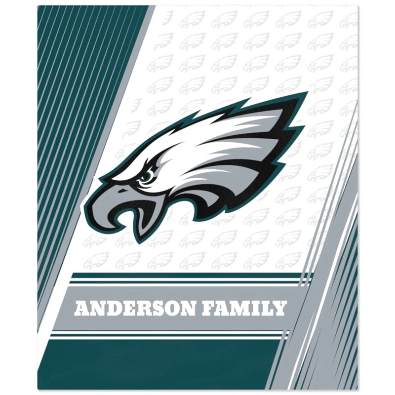 philadelphia eagles fleece fabric Green Base with Repeated Eagle Logos