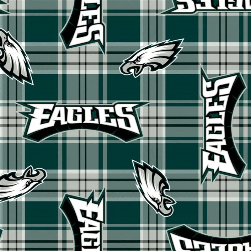 philadelphia eagles fleece fabric Green Stripes with Logo and Lettering
