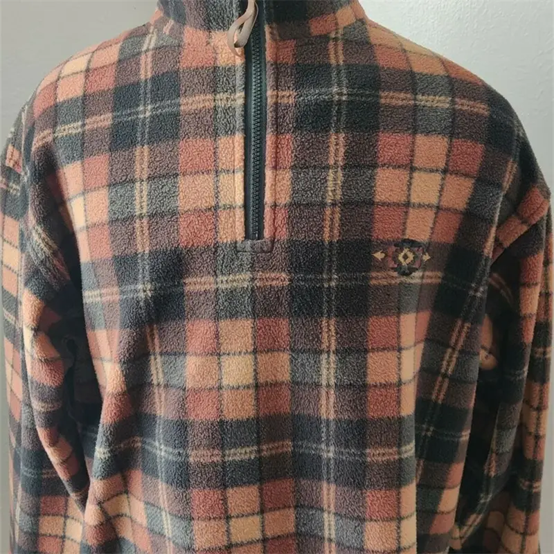Brown Polar Fleece with Plaid Pattern 1
