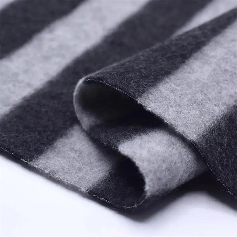 Striped Grey Polar Fleece Fabric