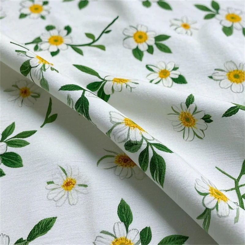 White Floral Print Sweatshirt Fabric