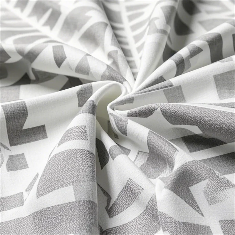 White Geometric Pattern Sweatshirt Fabric