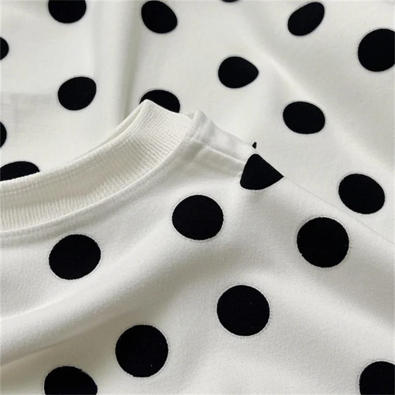 White Polka Dot Sweatshirt Fabric