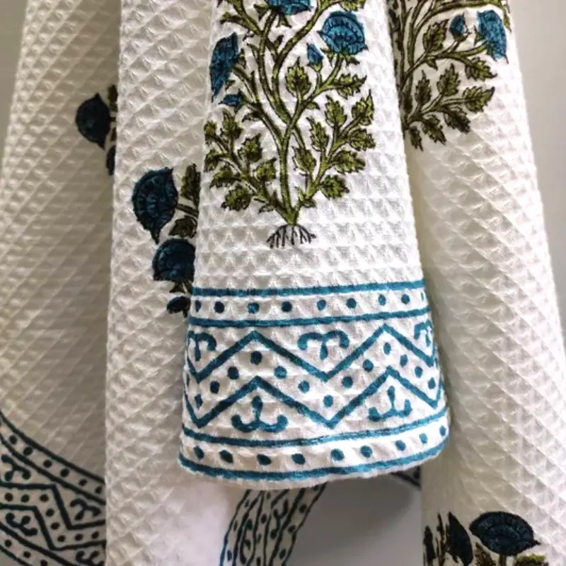 custom printed waffle fabric towels