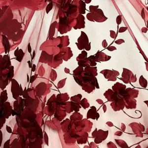 3d floral embroidered polyester soft tulle