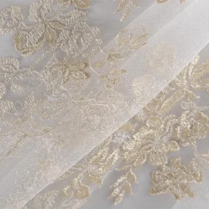 Luxurious gold embroidered tulle