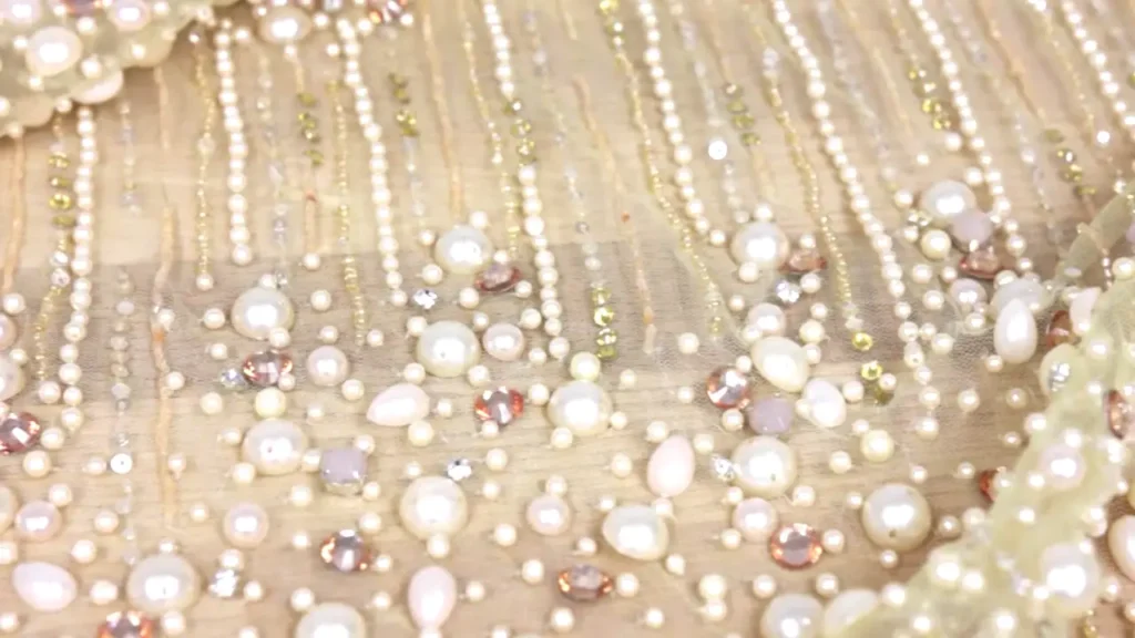 pearl beaded tulle fabric