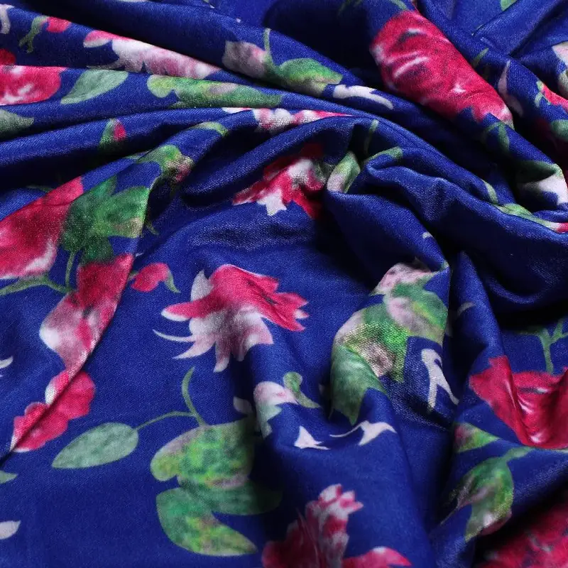 blue floral velvet fabric