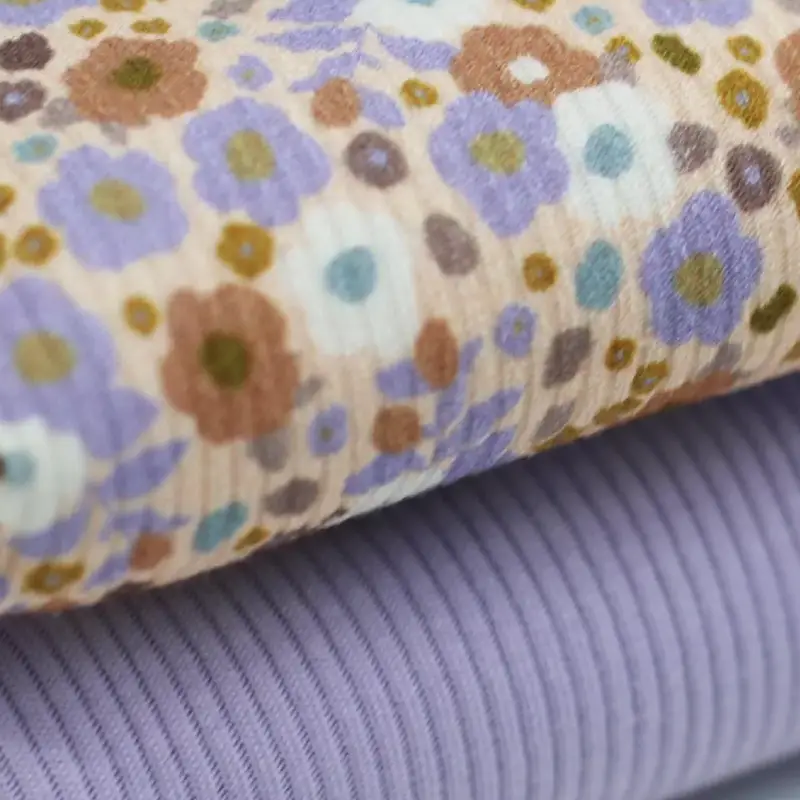 floral rib knit fabric