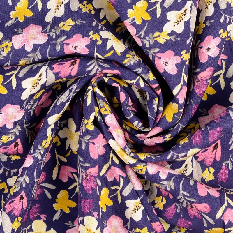 purple floral patterned poplin fabric