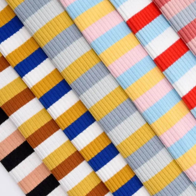 stripe rib knit fabric