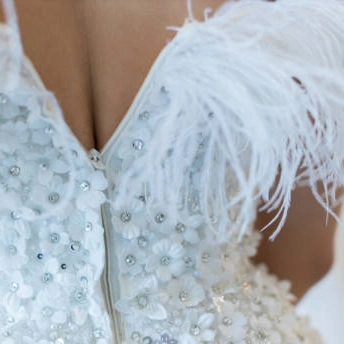 Bridal Feather Sequin Tulle