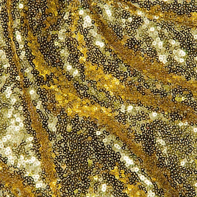 Gold Sequins on Yellow Mesh Fabric