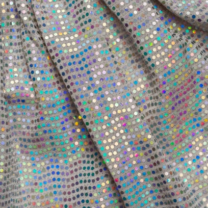 Iridescent white sequin fabric