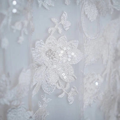Ivory Sequin Lace Fabric