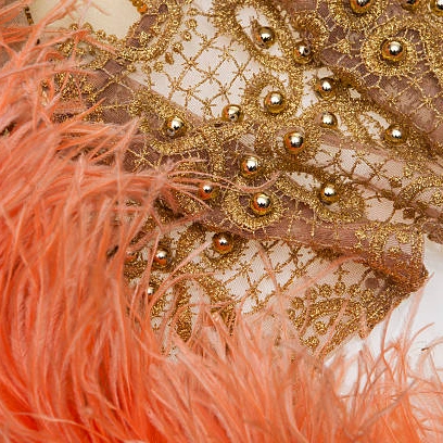 New Arrival Feather Embellished Sequin Lace Fabric