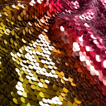 Yellow and Red Reversible Sequin Fabric