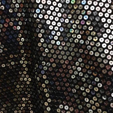 black geometric sequin fabric