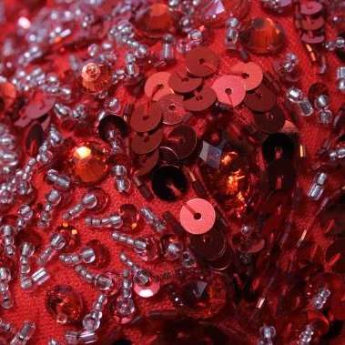 red beaded sequin fabric