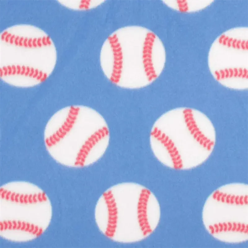 Baseballs on Blue Craft Fleece Fabric Baseballs on Blue Craft Fleece Fabric