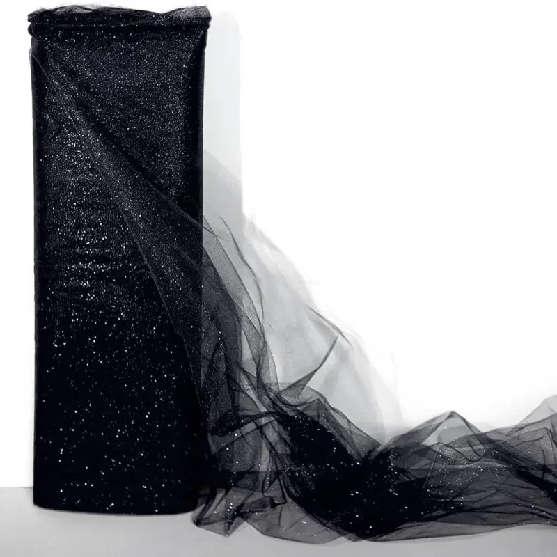 Black Glitter Tulle Fabric Roll Black Glitter Tulle Fabric Roll