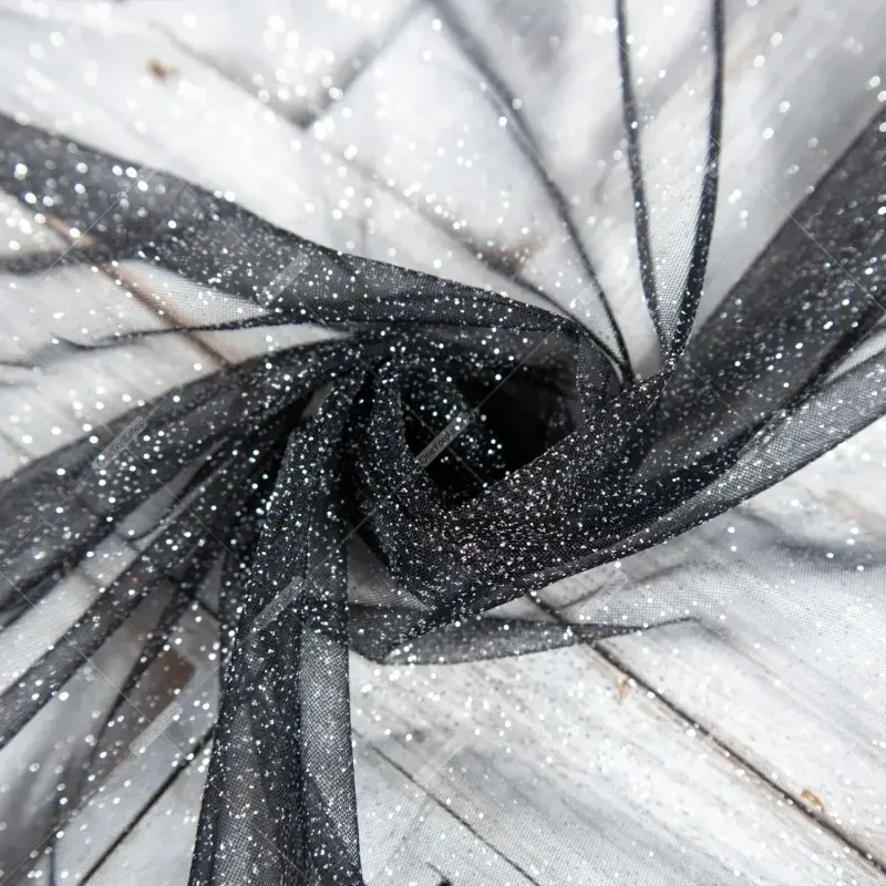 Black Glitter Tulle Mesh Fabric Black Glitter Tulle Mesh Fabric