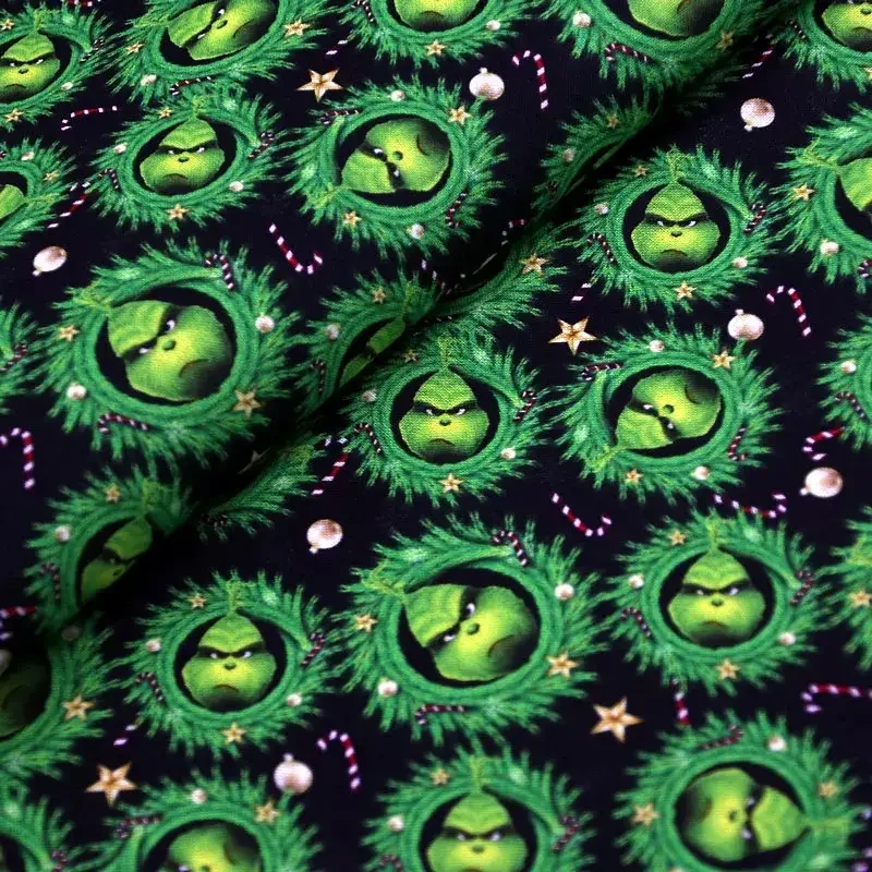 Black and Green Grinch Quilt Fabric