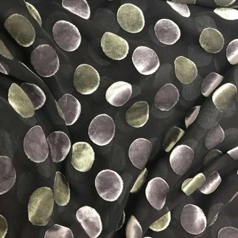 Black and White Polka Dot Velvet Fabric Black and White Polka Dot Velvet Fabric