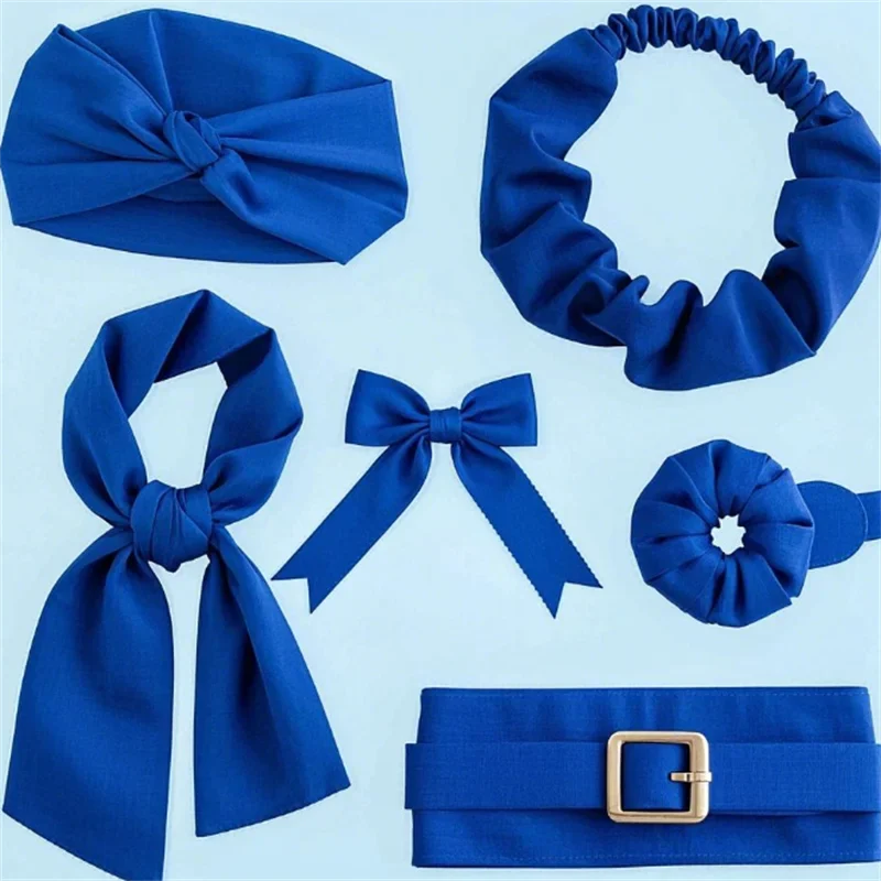 Blue Cotton Poplin Headbands and Accessories