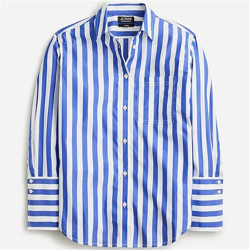 Blue and white Striped Poplin in Fashion Shirts