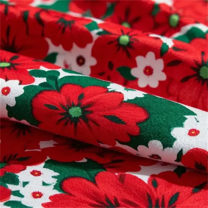 Floral Print Red Sweatshirt Fabric Floral Print Red Sweatshirt Fabric
