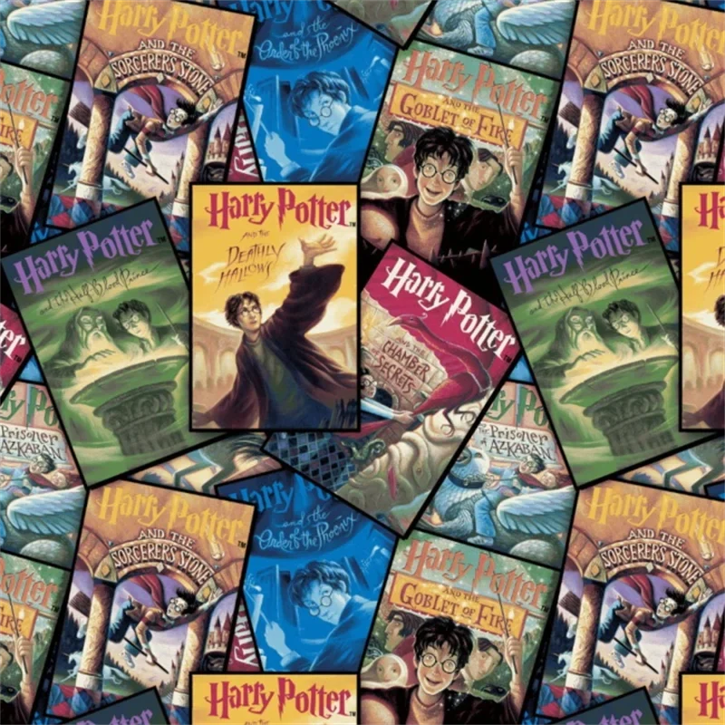 Harry Potter Book Cover Stack Fabric Harry Potter Book Cover Stack Fabric