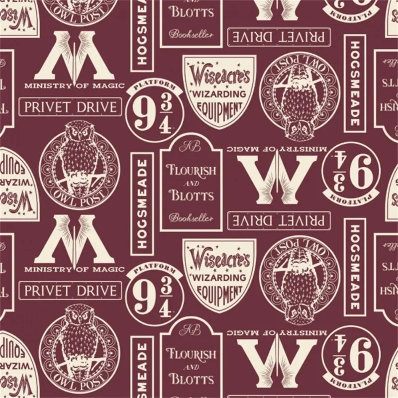 Harry Potter Locations Fabric Burgundy Harry Potter Locations Fabric Burgundy
