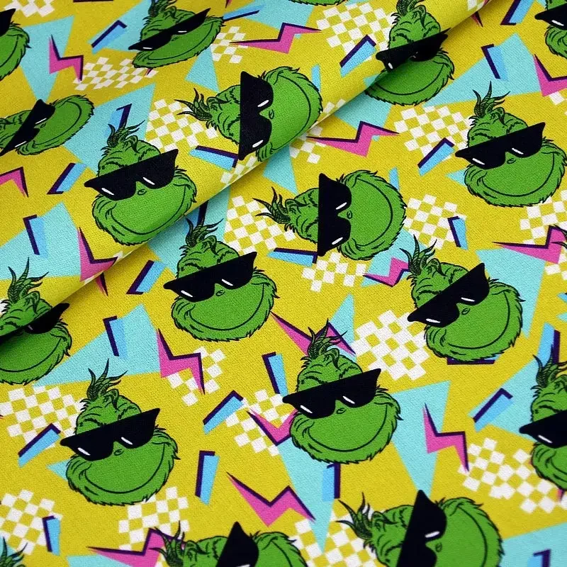 Interesting Yellow Green Grinch Quilt Fabric