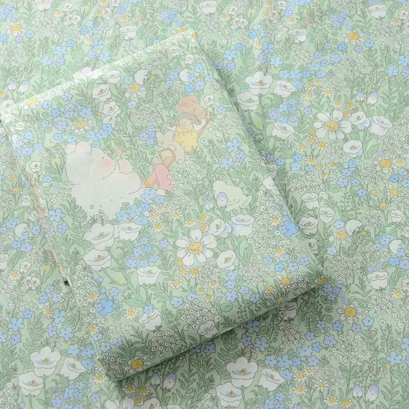 Light green lovely floral cotton lawn fabric