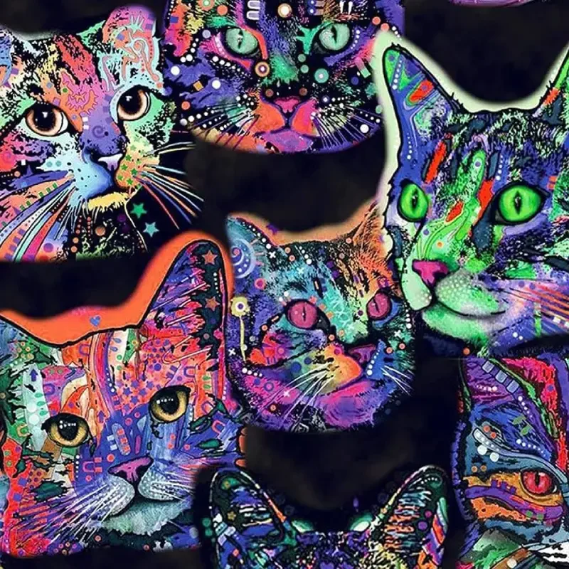 Phsycadelic Cats 100% Cotton Quilting Fabric